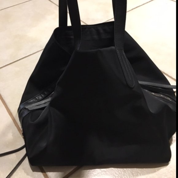Botkier Nylon Black Polyester Lightweight Zip Tote Carry Bag 19"x12" - Picture 4 of 16